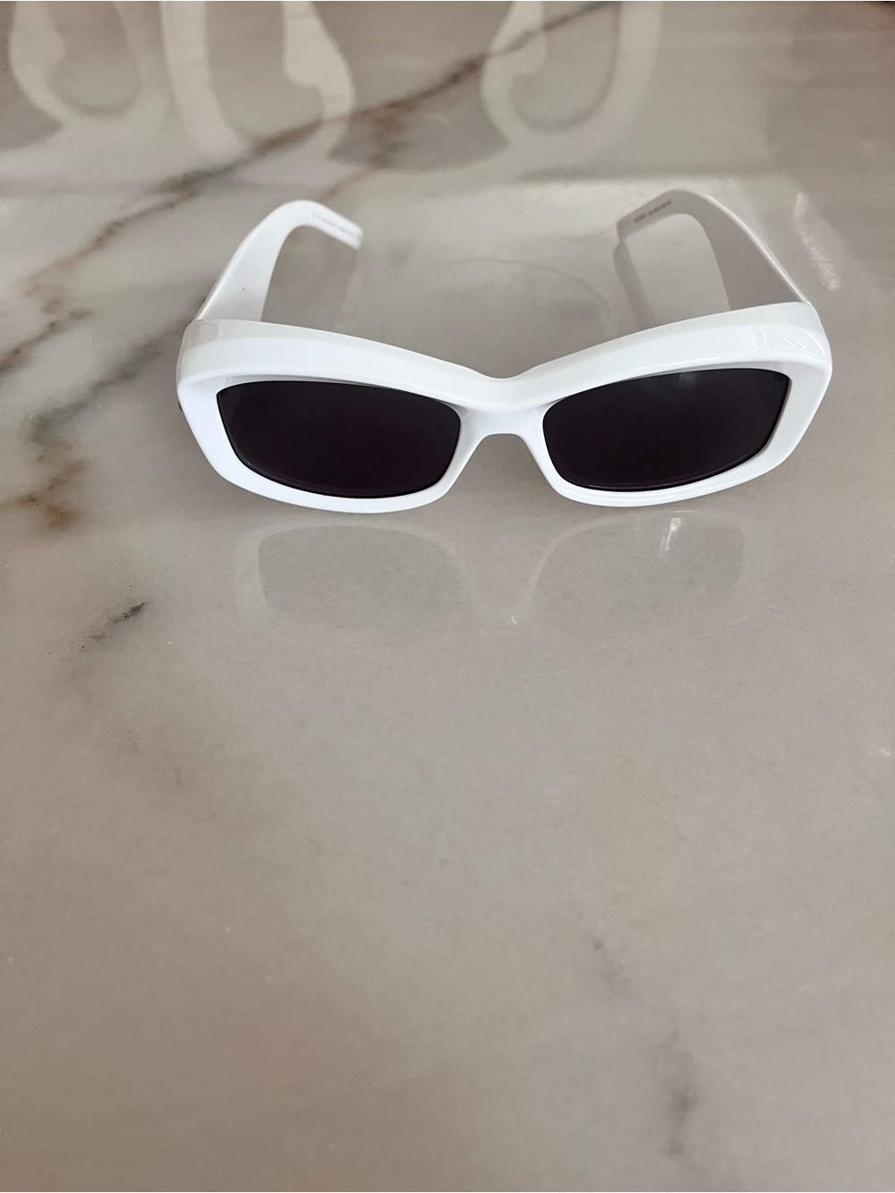 Givenchy White Rectangle Sunglasses with Dark Lenses